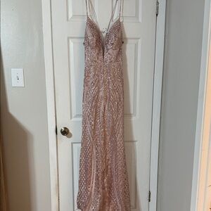Elegant Sequin Gown with Spaghetti Straps
